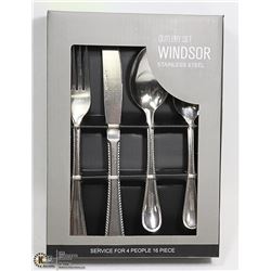 NEW 16PC WINDSOR STAINLESS STEEL CUTLERY SET