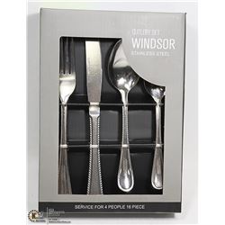 NEW 16PC WINDSOR STAINLESS STEEL CUTLERY SET