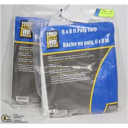 LOT OF 2 NEW 6' X 8' POLY TARPS