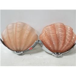 PAIR OF ART DECO SHELL GLASS WALL SCONCES