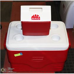 COLEMAN LARGE COOLER; SMALLER IGLOO 6-PACK COOLER