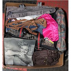 LARGE BOX WITH 9 PURSES (INCL. MARILYN