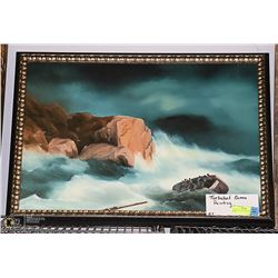 TURBULENT OCEAN PAINTING 28X20"