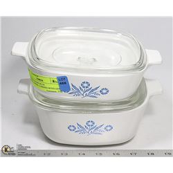 CORNING WARE BLUE CORNFLOWER- 2 DISHES WITH LIDS