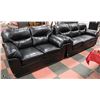 Image 1 : NEW BLACK LEATHERETTE SOFA WITH LOVE SEAT