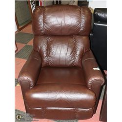 BROWN LEATHER LAZY BOY, GLIDER SWIVEL RECLINING