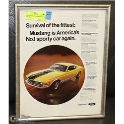 11X14 ORIGINAL FRAMED MUSTANG 428 CAR AD