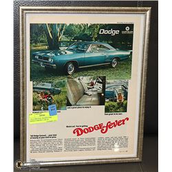 11X14 ORIGINAL FRAMED 1968 DODGE CORONET CAR AD