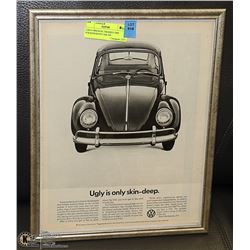 11X14 ORIGINAL FRAMED 1968 VOLKSWAGON CAR AD