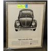 Image 1 : 11X14 ORIGINAL FRAMED 1968 VOLKSWAGON CAR AD
