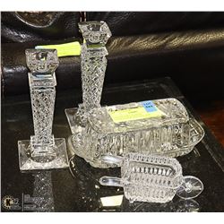 COVERED BUTTERDISH CANDLESTICK HOLDERS AND