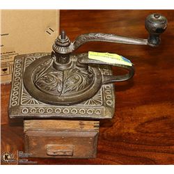 ANTIQUE COFFEE GRINDER 10"X 8"