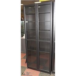 BLACK 2 DOOR SHELVING CABINET - 6 TIER