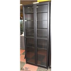BLACK 2 DOOR SHELVING CABINET - 6 TIER