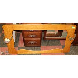 ANTIQUE ENTRANCE MIRROR FRAME W/HOOKS 50"X25"