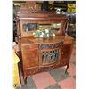 Image 1 : BEAUTIFUL CURVED LEADED GLASS ANTIQUE SIDEBOARD