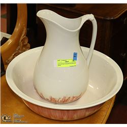 LGE ANTIQUE MEAKIN PITCHER AND BOWL