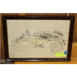 ANTIQUE DRAWING/WATERCOLOR 15.5" X 11"