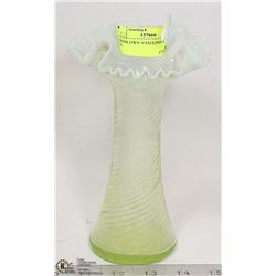 HAND BLOWN VASELINE GLASS VASE