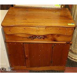 ANTIQUE PINE DRY SINK W/HANDPAINTED DETAIL