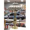 Image 1 : LEADED SLAG GLASS LAMP BRASS BASE