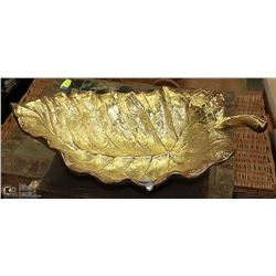 BRASS LEAF BOWL -16" X 12"