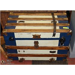 OAK AND METAL BOUND TRUNK