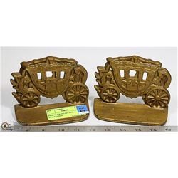 PAIR OF SOLID CAST IRON STAGECOACH
