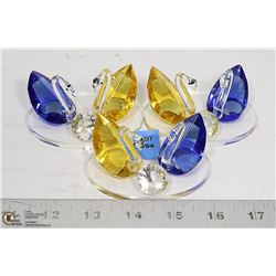 LOT OF 3 CRYSTAL SWAN ORNAMENTS