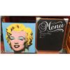 Image 1 : MENU CHALKBOARD & MARILYN MONROE PICTURE