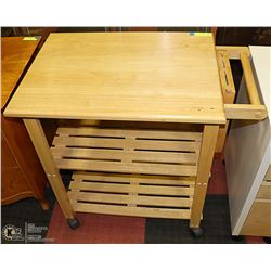 WOOD KITCHEN TROLLY WITH KNIFE BLOCK