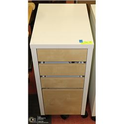 WHITE AND TAN 3 DRAWER WITH FILE DRAWER ROLLING