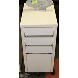 WHITE 3 DRAWER WITH FILE DRAWER ROLLING CABINET