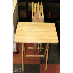 SET OF 4 WOOD TV TRAYS