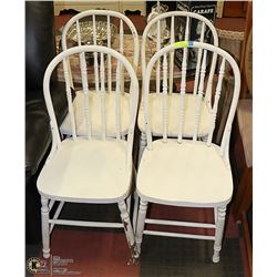 FOUR VINTAGE WHITE STURDY CHAIRS