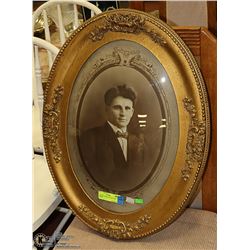 CURVED GLASS OVAL PICTURE 24"X18"