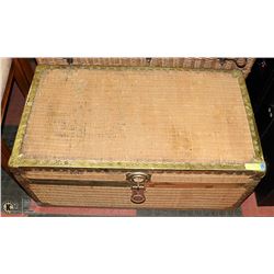 ANTIQUE CEDAR LINED WICKER TRUNK