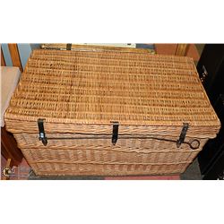 CIRCA 1800S FRENCH WICKER TRUNK ORIGINAL HDWRE