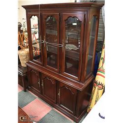 WOOD BUFFET AND HUTCH. FURNITURE