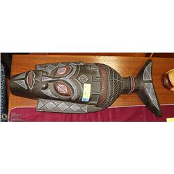 UNIQUE VINTAGE HAND CARVED WOOD TRIBAL MASK.