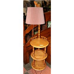 MAPLE VINTAGE END TABLE WITH BUILT IN LAMP
