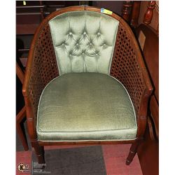 WOOD AND WICKER VINTAGE ARMCHAIR. FURNITURE