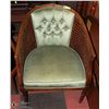 Image 1 : WOOD AND WICKER VINTAGE ARMCHAIR. FURNITURE