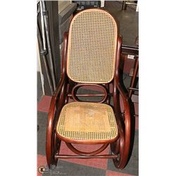 WOOD AND WICKER ROCKING CHAIR AS IS . FURNITURE