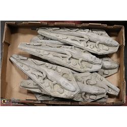 LOT OF 8 CONCRETE ALLIGATORS 16" LONG