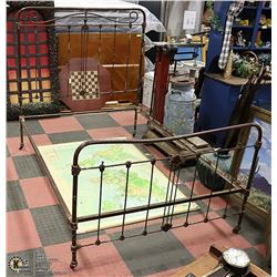 ANTIQUE CAST IRON BED WITH RAILS-DOUBLE BED