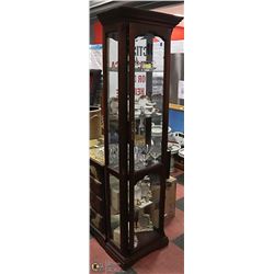WOOD AND GLASS CURIO CABINET. FURNITURE