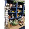 SHELF LOT OF COUNTRY CHARM ITEMS