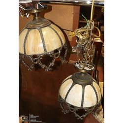 PAIR OF ANTIQUE VICTORIAN SLAG GLASS LAMPS-