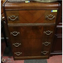 FOUR DRAWER DRESSER WITH  RED BAKELITE/